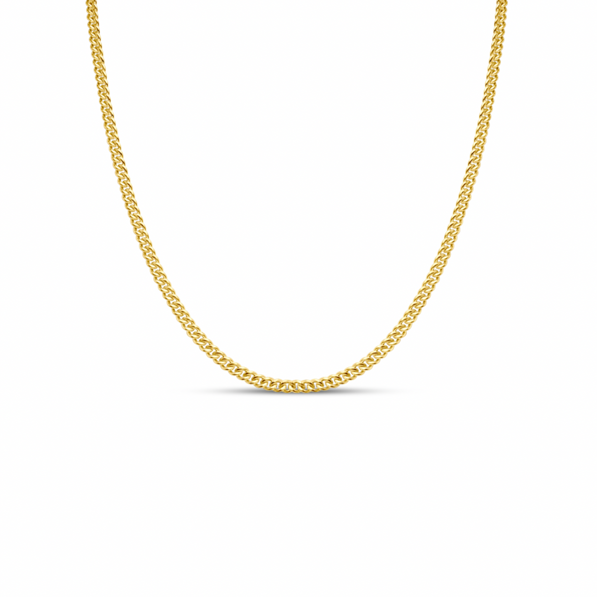 Taylor gold-plated curb-chain necklace shown in a U shape against a white background.