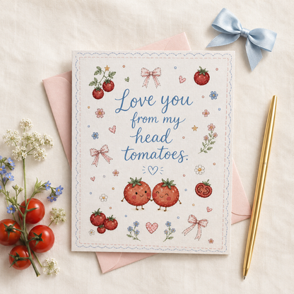 Love You From My Head Tomatoes | Funny Tomato Love Card