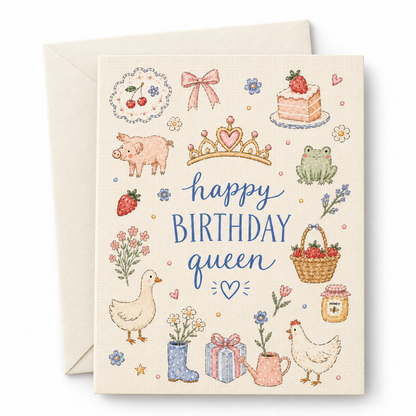 Happy Birthday Queen | Whimsical Birthday Card
