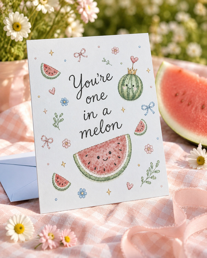 You’re One in a Melon Card | Cute Watermelon Birthday Card