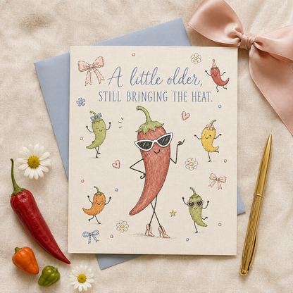 A Little Older, Still Bringing the Heat | Funny Birthday Card