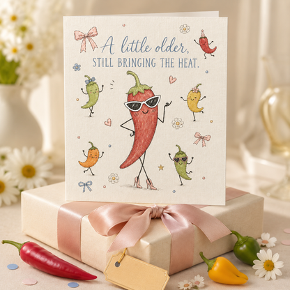 A Little Older, Still Bringing the Heat | Funny Birthday Card
