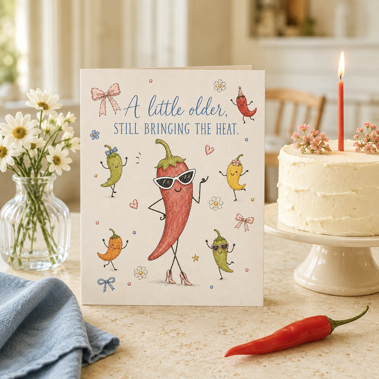 A Little Older, Still Bringing the Heat | Funny Birthday Card