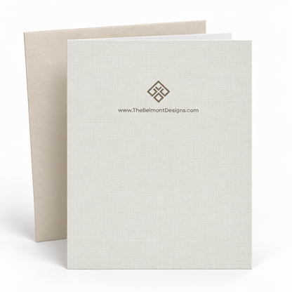 Back of Aged to Perfection greeting card with Belmont Designs logo