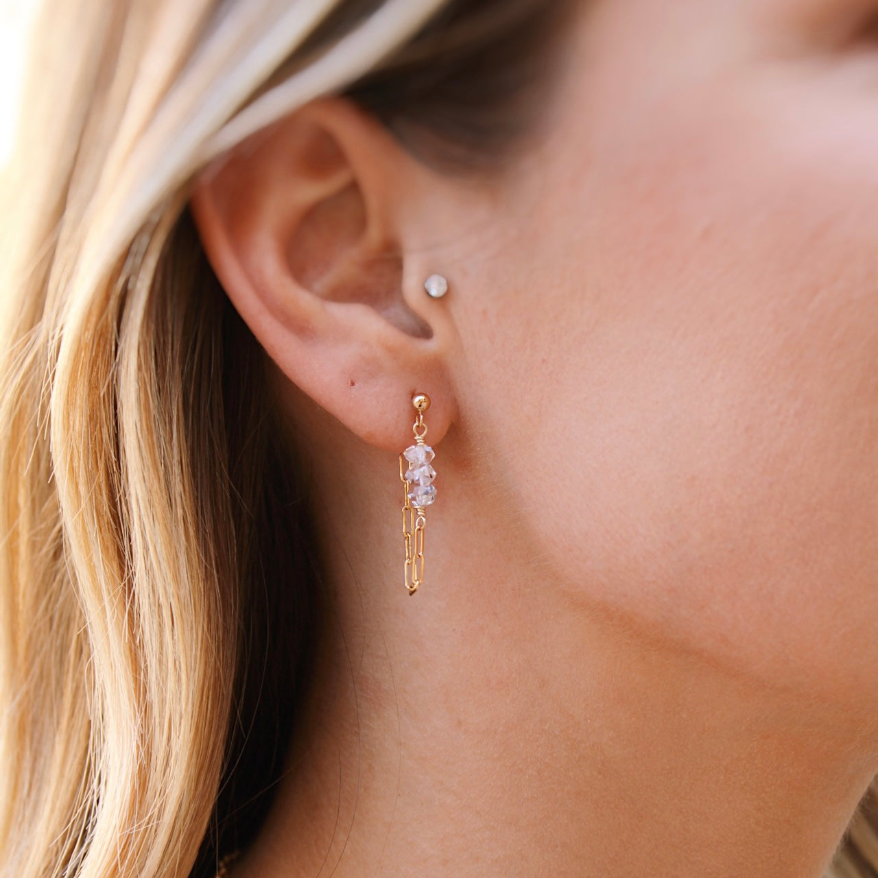 Herkimer Chain Earring